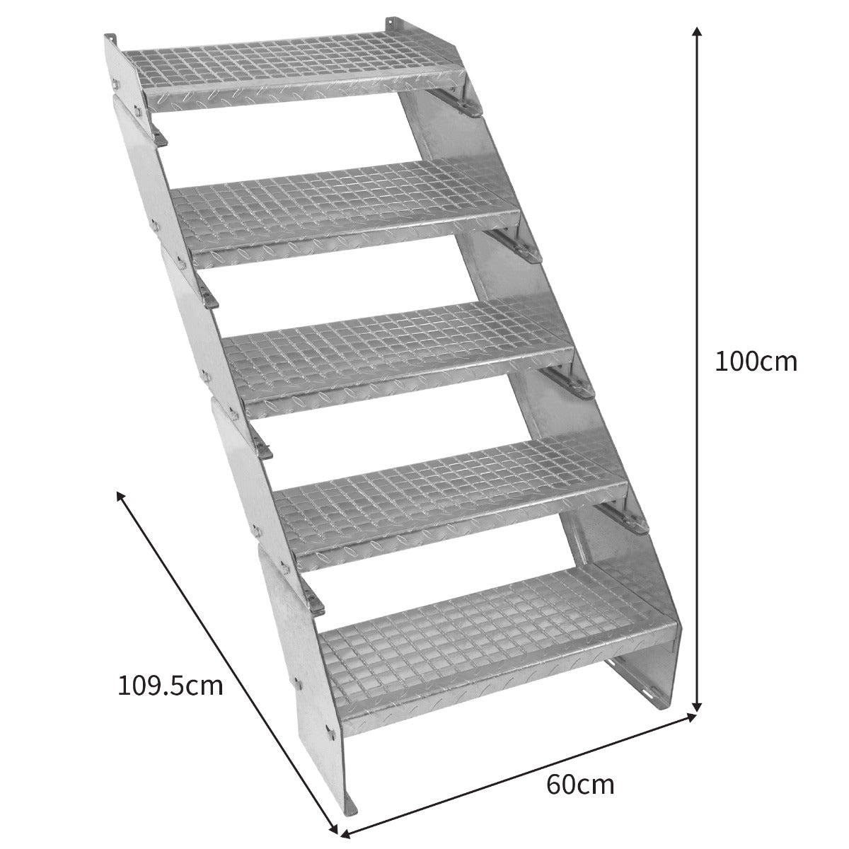 Scala metallica a 5 sezioni ad altezza regolabile in acciaio zincato 60 cm / 600 mm