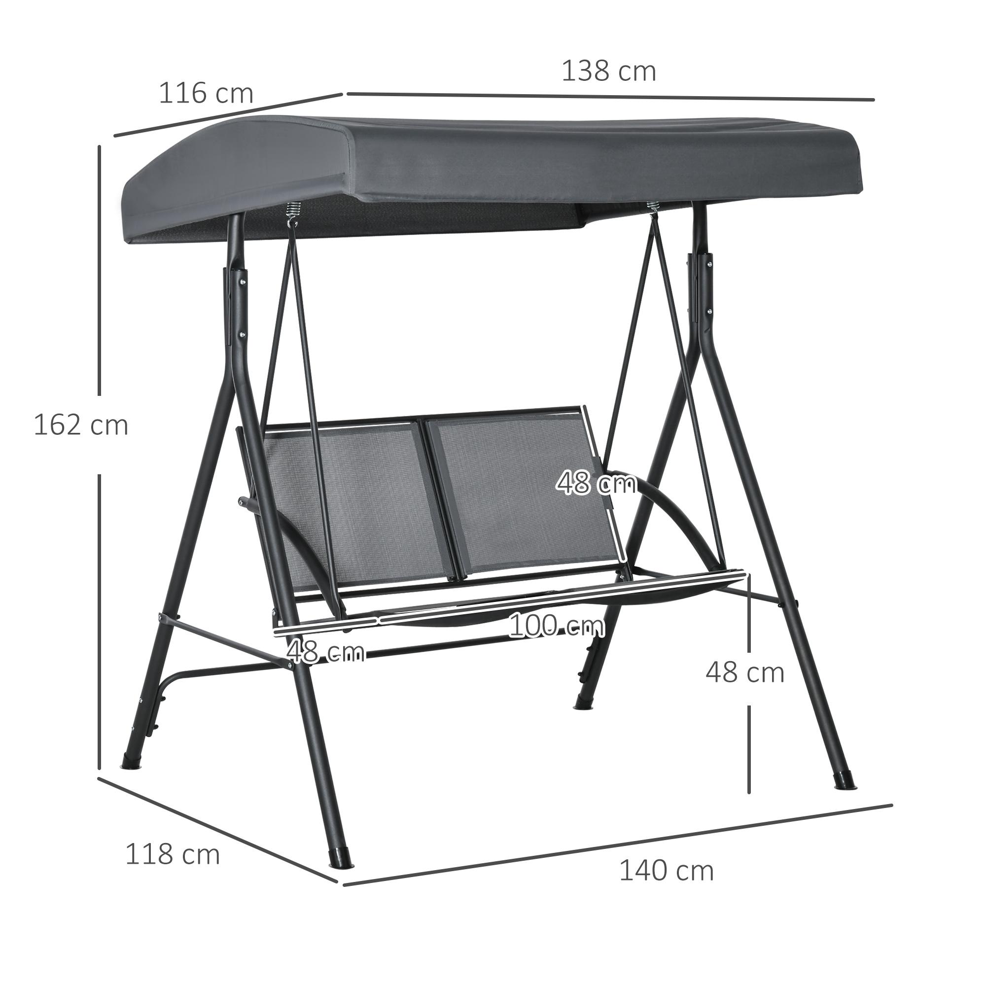 Dondolo 2 Posti 140x118x162 cm  in Acciaio e Poliestere Grigio