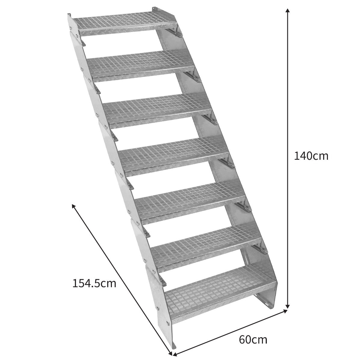 Scala metallica a 7 sezioni ad altezza regolabile in acciaio zincato 60 cm / 600 mm