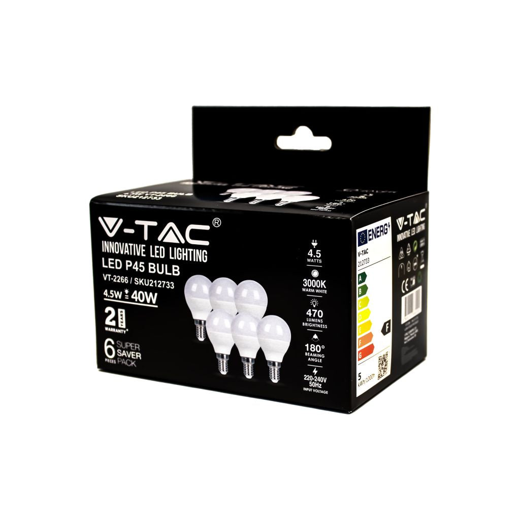 Lampadina led a buldo 4,5 W E14 P45 3000K 6pcs/pacchetto