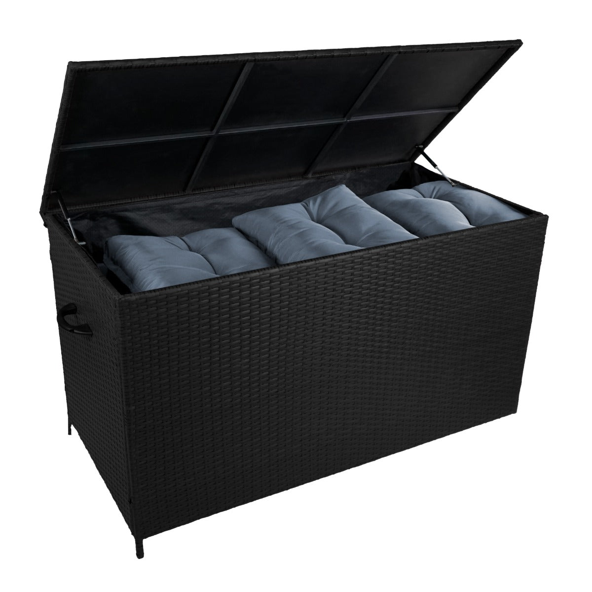 Rattan Box da giardino Nero Grande 138cm Cassapanca per cuscini 582L