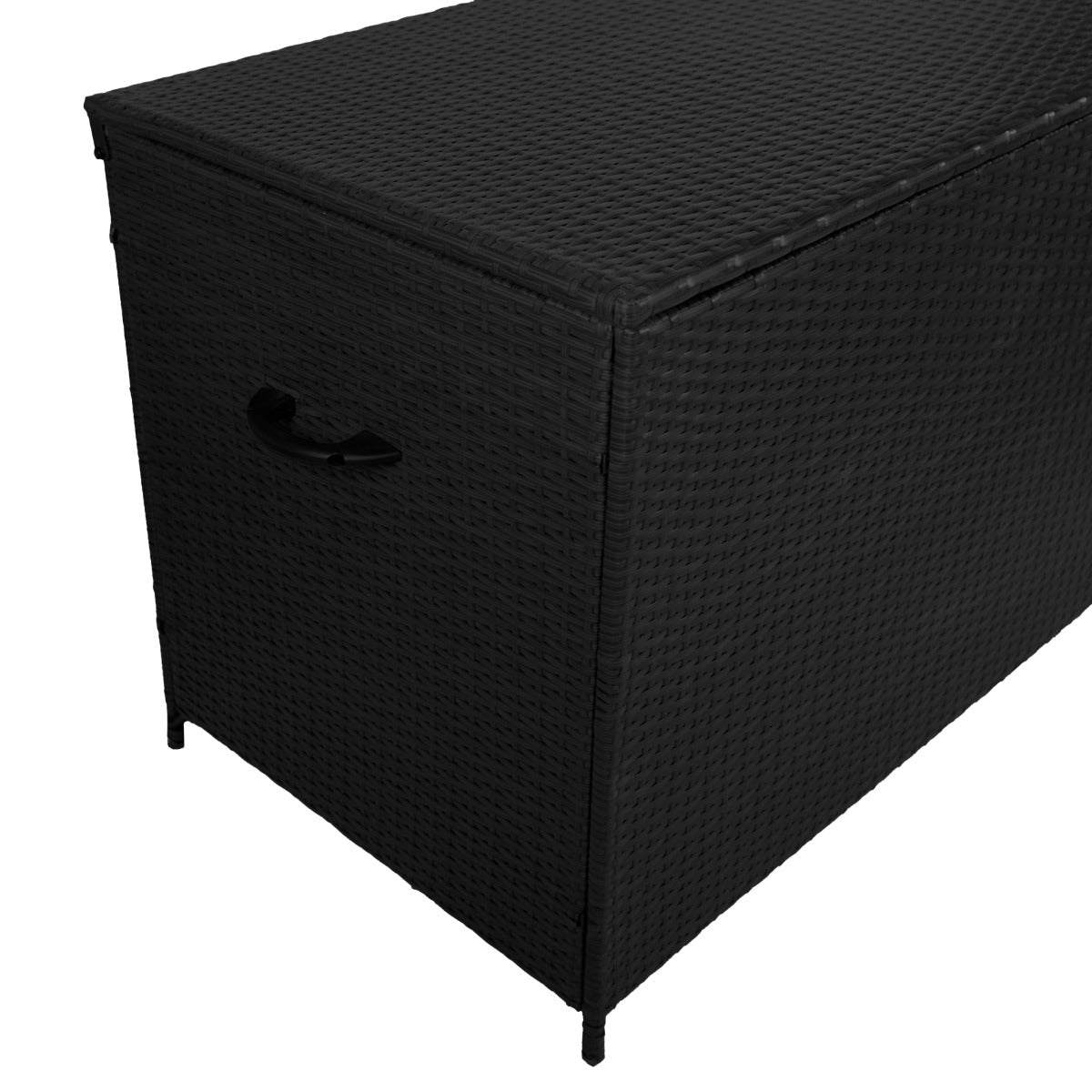 Rattan Box da giardino Nero Grande 138cm Cassapanca per cuscini 582L