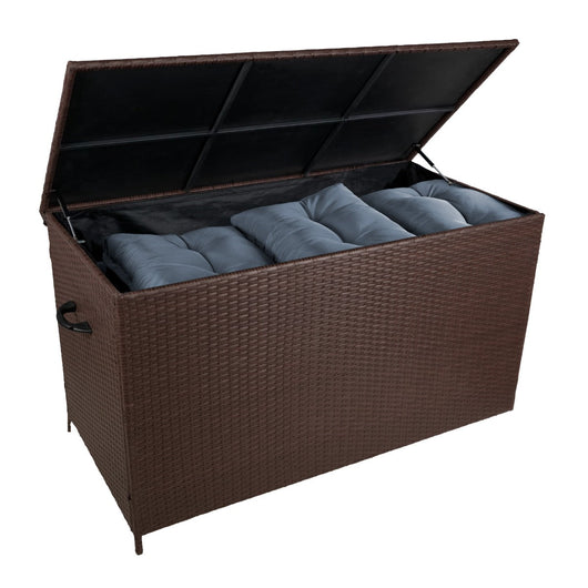 Rattan Box da giardino Marrone Grande 138cm Cassapanca per cuscini 582L