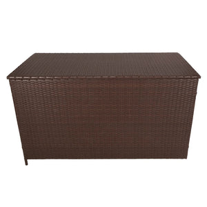 Baule da Esterno 138x70x80 cm in Rattan con Borsa Impermeabile Marrone