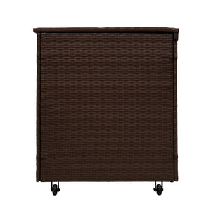 Baule da Esterno 138x70x80 cm in Rattan con Borsa Impermeabile Marrone