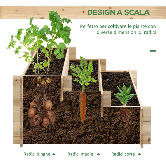 Fioriera 3 Livelli 120x100x54 cm in Legno di Abete Naturale