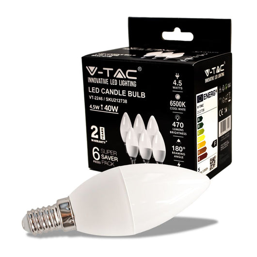 Lampadina led a buldo 4,5 W E14 Candele 6500K 6 PCS/PACCHE