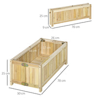 Fioriera Pieghevole 70x30x25 cm con Base Drenante in Legno Naturale