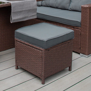 Set d'angolo in rattan e box da giardino Marrone Grande Cuscino Cassapanca 582L Outdoor