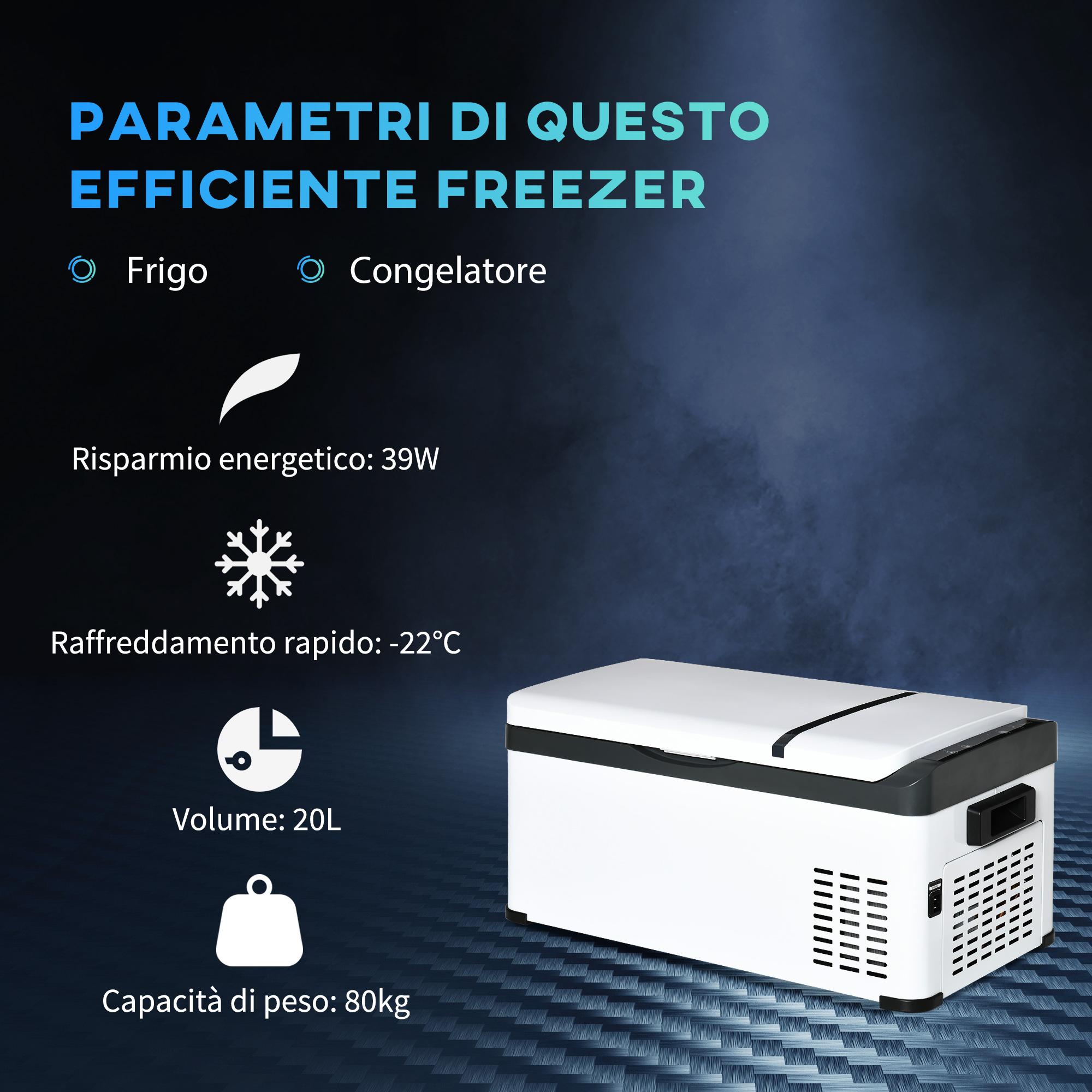 Frigo Portatile Elettrico a Compressore 20 Litri per Auto e Camion Bianco