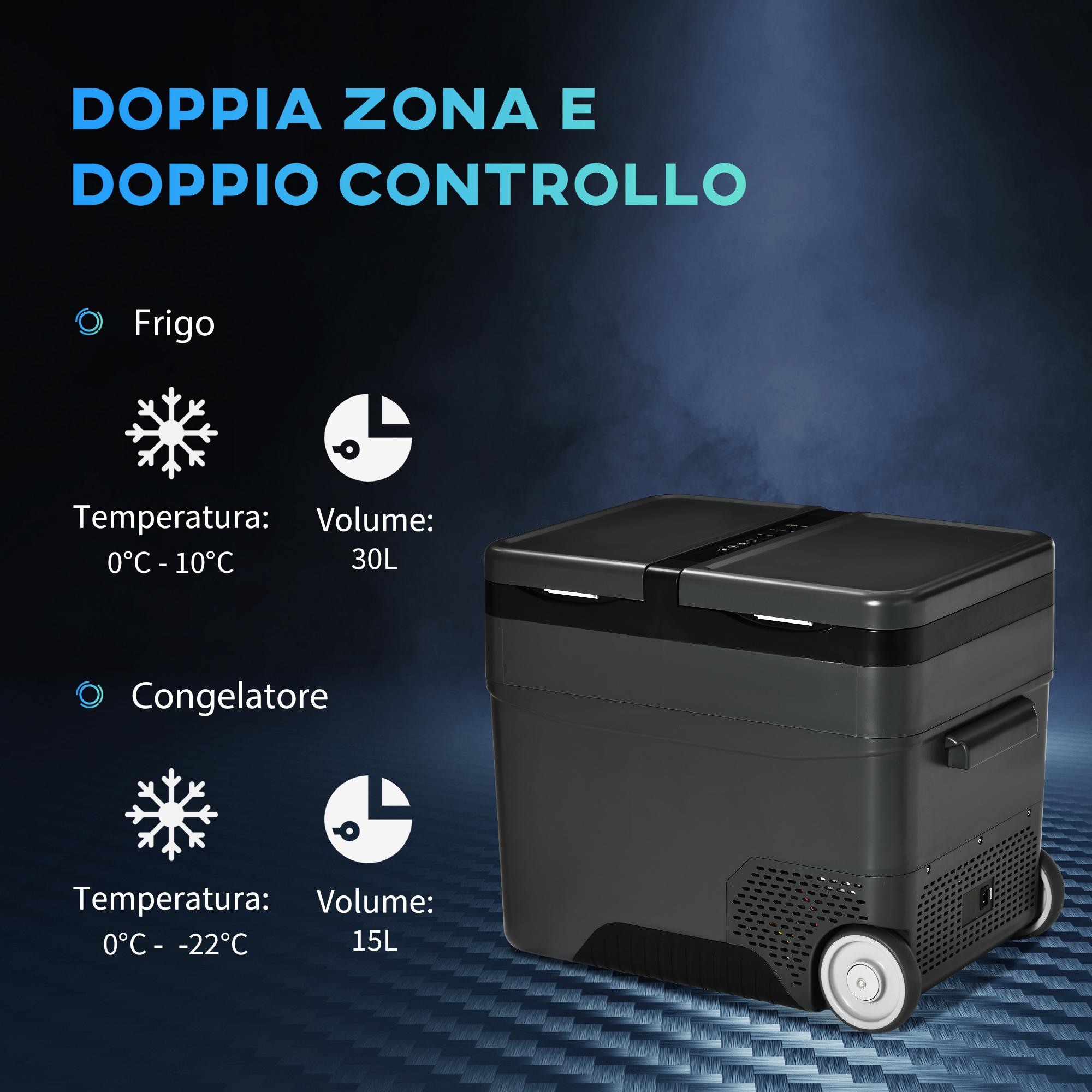 Frigo Portatile Elettrico a Compressore 45 Litri per Auto e Camion Grigio Scuro