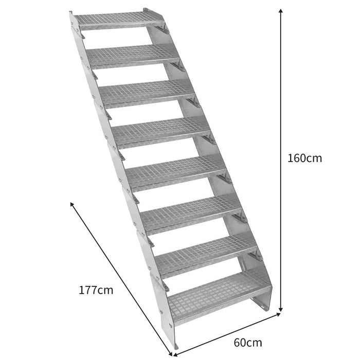 Scala metallica a 8 sezioni ad altezza regolabile in acciaio zincato 60 cm / 600 mm