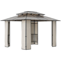 Gazebo da Giardino 3,65x3m in Acciaio e Alluminio Marrone