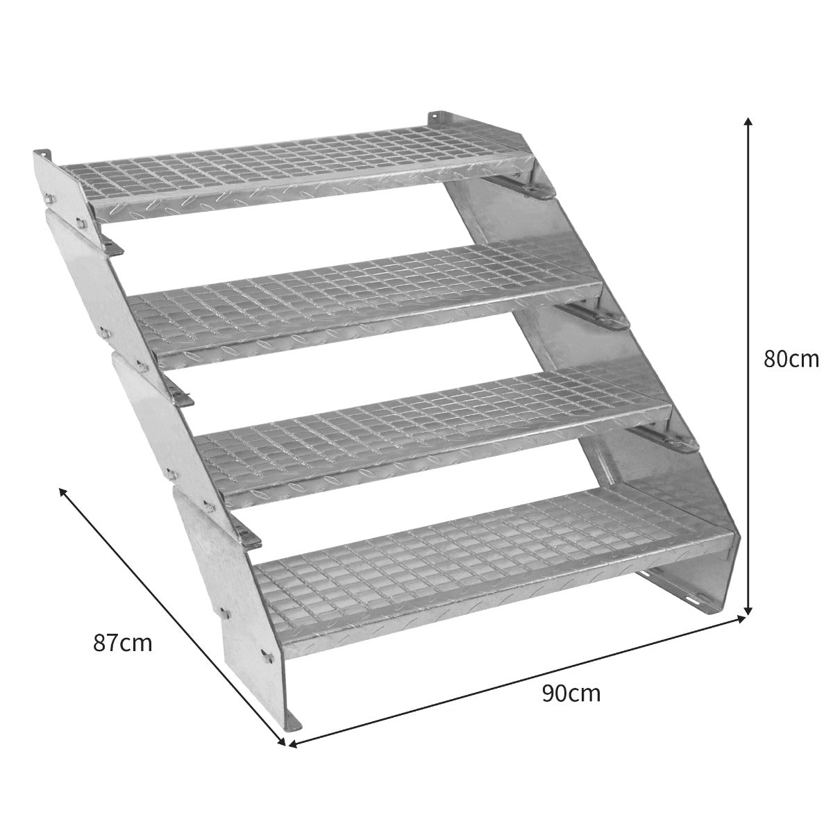 Scala metallica a 4 elementi ad altezza regolabile in acciaio zincato 90 cm / 900 mm