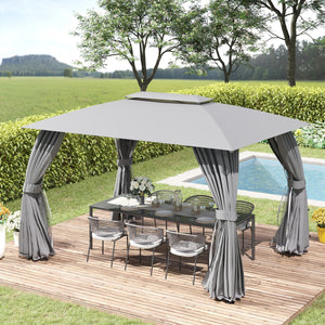 Gazebo da Giardino 3,95x2,95m in Acciaio Grigio