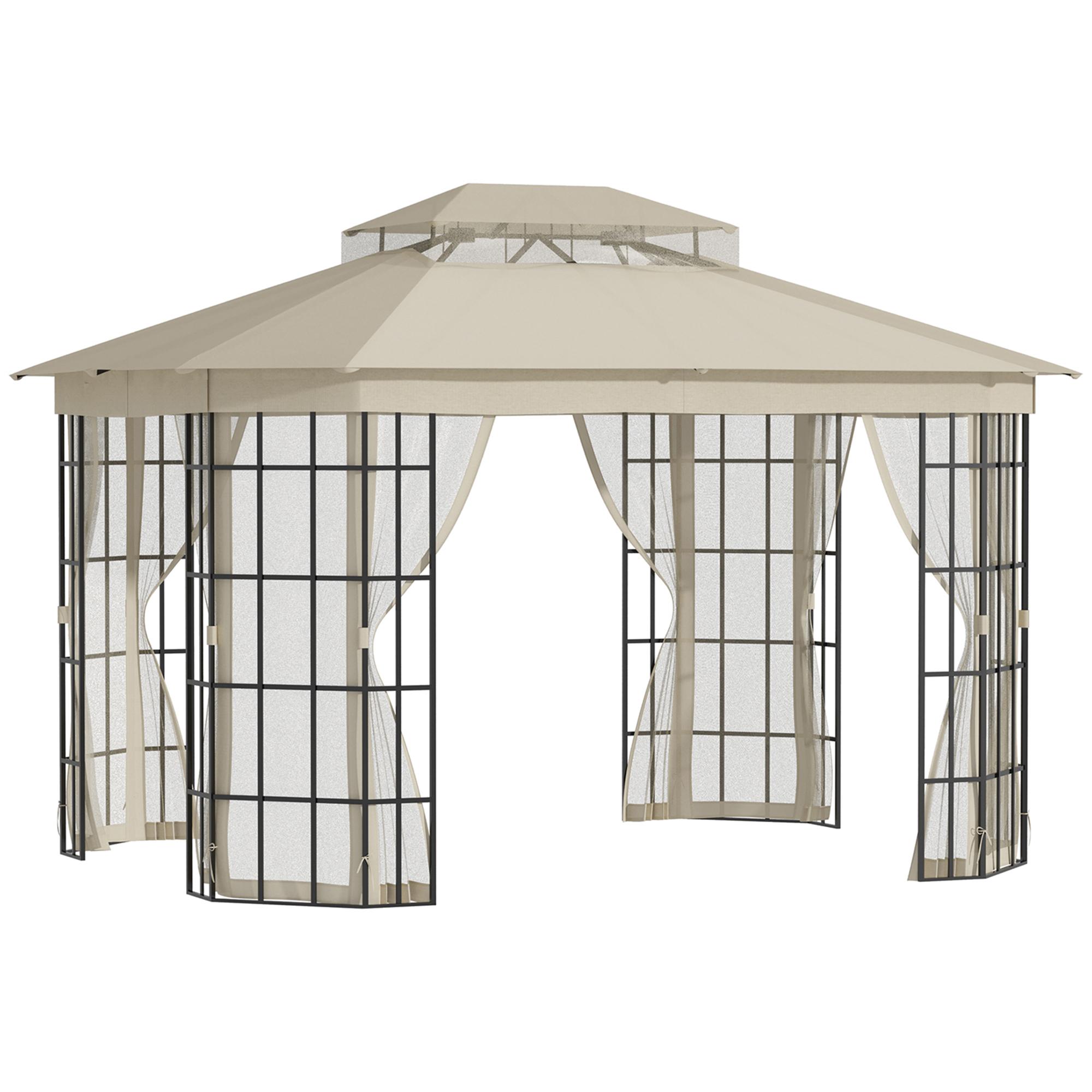 Gazebo da Giardino 3,65x3m in Metallo Beige