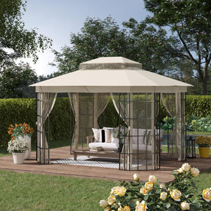 Gazebo da Giardino 3,65x3m in Metallo Beige