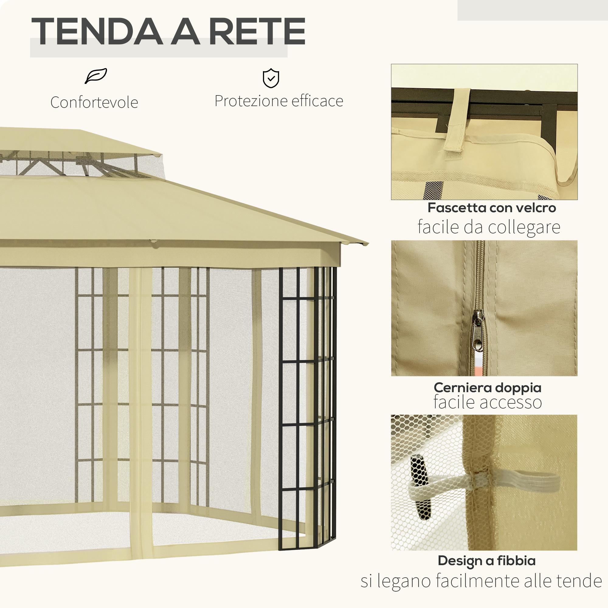 Gazebo da Giardino 3,65x3m in Metallo Beige