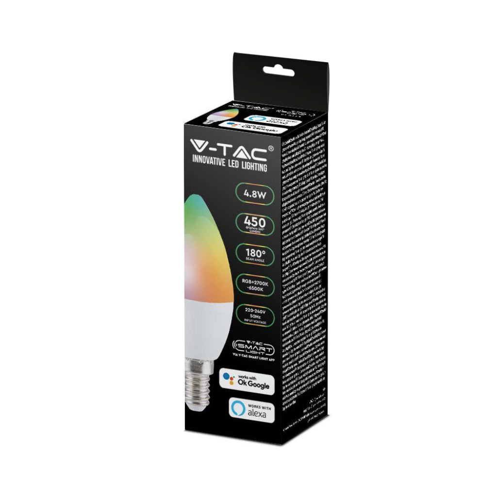 Bandela da 4,5 W compatibile con Amazon Alexa e Google Home RGB+WW-CW E14