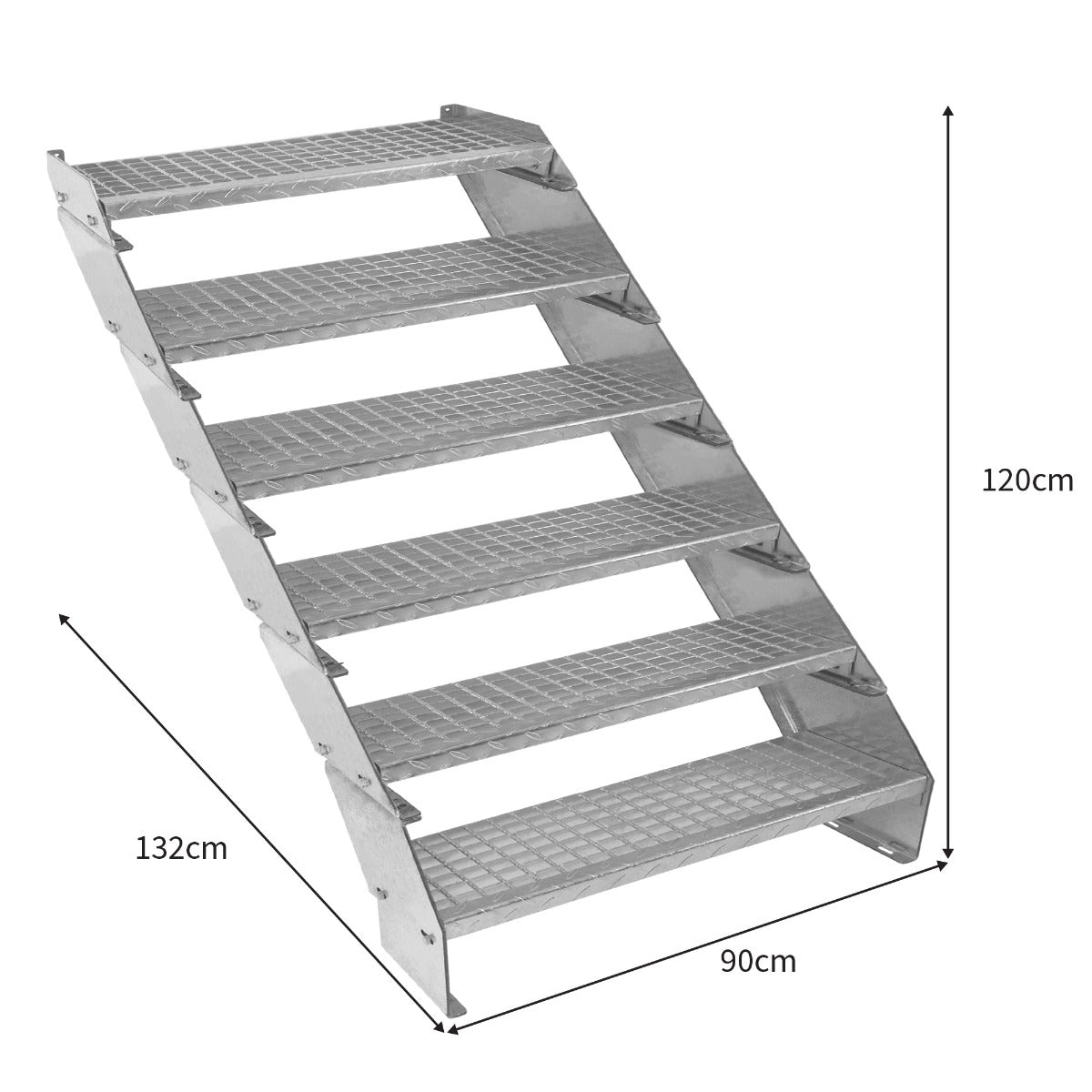 Scala metallica a 6 elementi ad altezza regolabile in acciaio zincato 90 cm / 900 mm