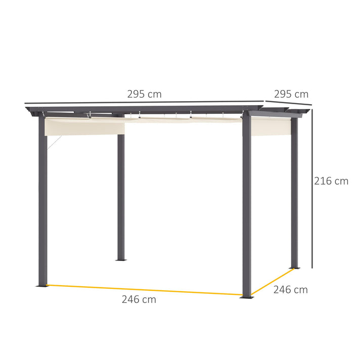 Pergola da Giardino 2,95x2,95m in Alluminio e Poliestere Bianco Crema