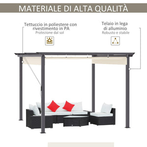 Pergola da Giardino 2,95x2,95m in Alluminio e Poliestere Bianco Crema