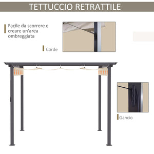 Pergola da Giardino 2,95x2,95m in Alluminio e Poliestere Bianco Crema