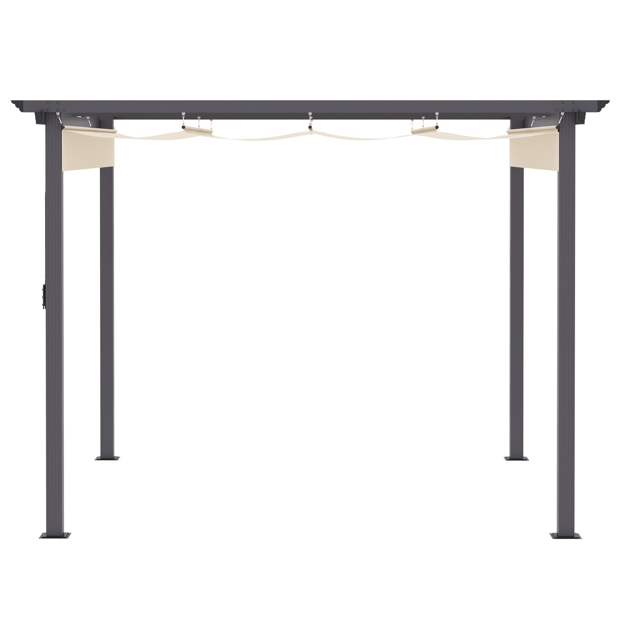 Pergola da Giardino 2,95x2,95m in Alluminio e Poliestere Bianco Crema