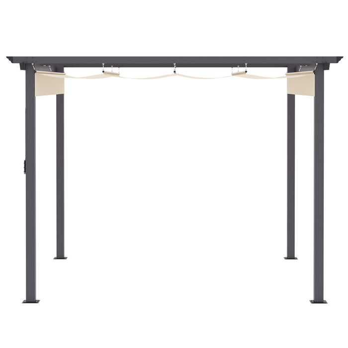 Pergola da Giardino 2,95x2,95m in Alluminio e Poliestere Bianco Crema