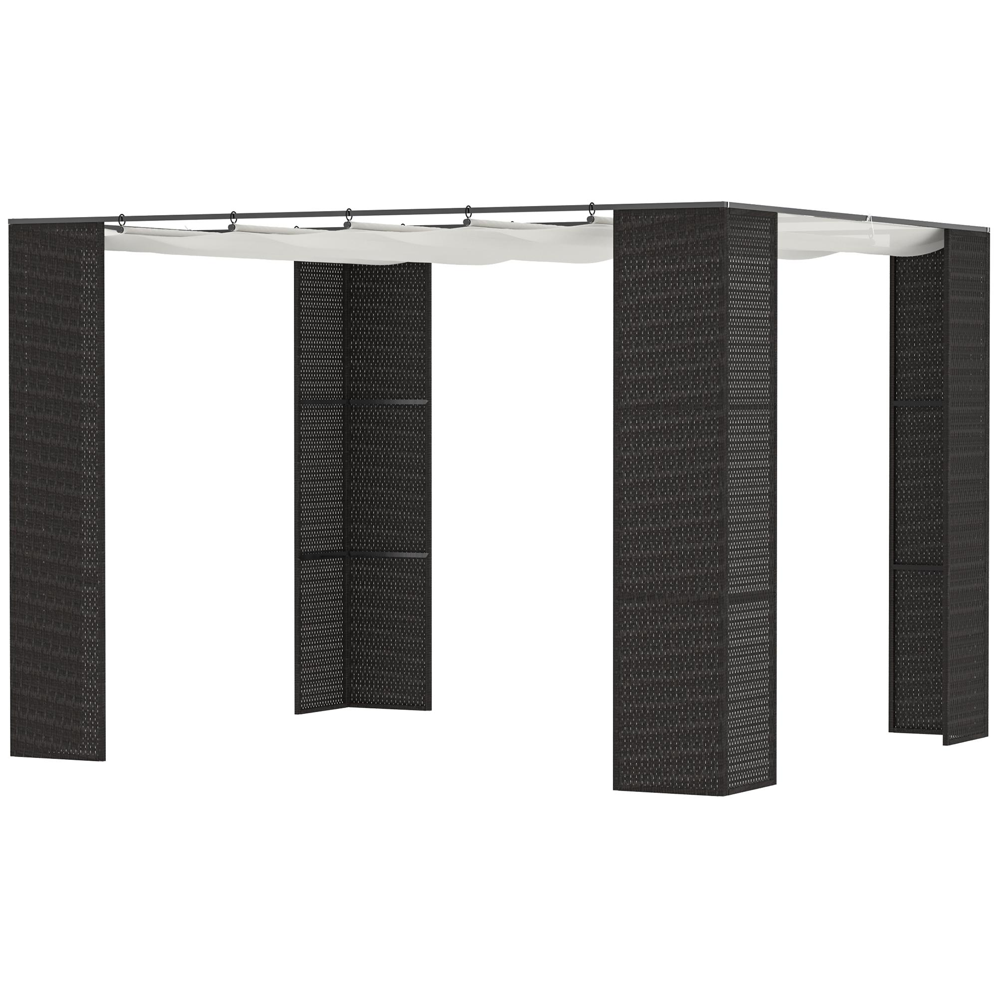 Pergola da Giardino 2,98x2,98x2m in Metallo e Rattan Nero