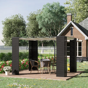 Pergola da Giardino 2,98x2,98x2m in Metallo e Rattan Nero