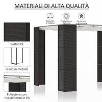 Pergola da Giardino 2,98x2,98x2m in Metallo e Rattan Nero