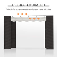 Pergola da Giardino 2,98x2,98x2m in Metallo e Rattan Nero