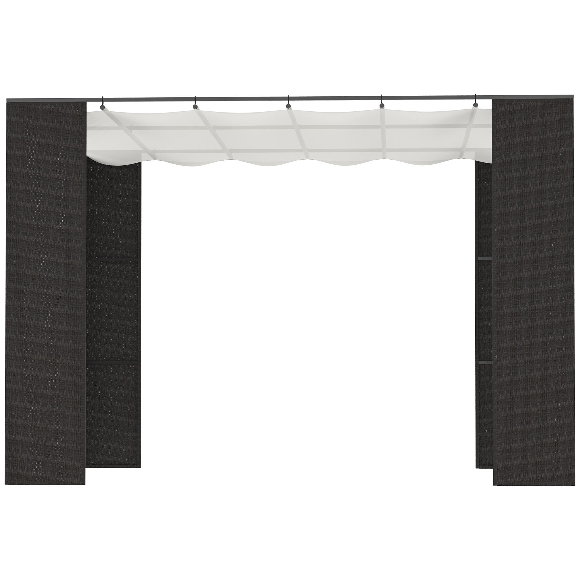 Pergola da Giardino 2,98x2,98x2m in Metallo e Rattan Nero