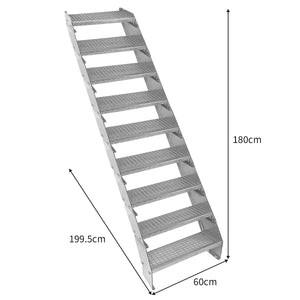 Scala metallica a 9 sezioni ad altezza regolabile in acciaio zincato 60 cm / 600 mm