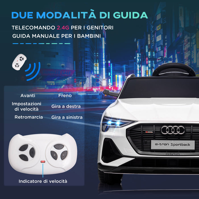 Macchina Elettrica per Bambini 12V con Licenza Audi E-Tron Sportback Bianco