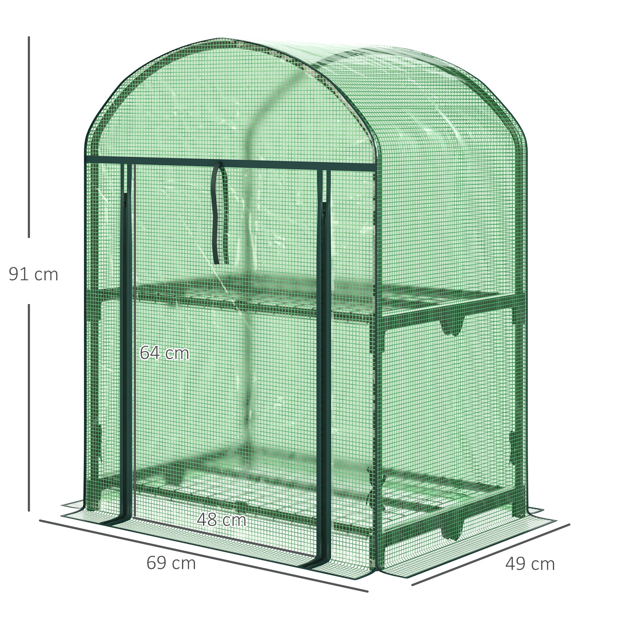 Mini Serra da Giardino 69x49x92 cm in Metallo e Polietilene Verde