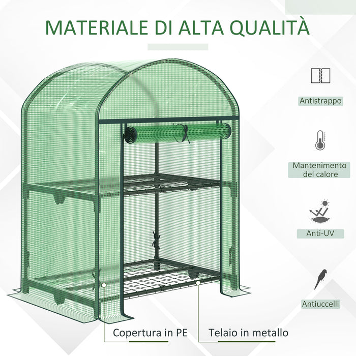 Mini Serra da Giardino 69x49x92 cm in Metallo e Polietilene Verde