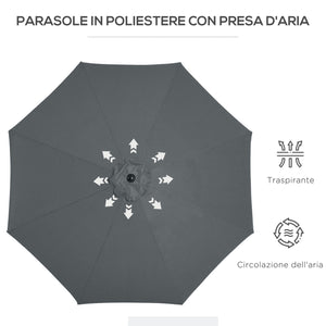 Ombrellone da Giardino Ø300 cm in Metallo e Poliestere Grigio Scuro