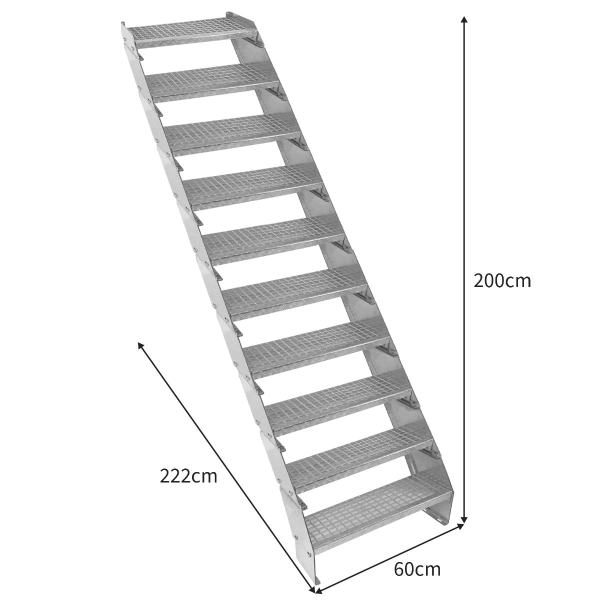 Scala metallica a 10 sezioni ad altezza regolabile in acciaio zincato 60 cm / 600 mm