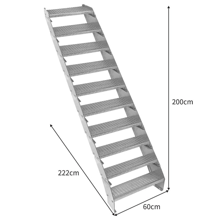 Scala metallica a 10 sezioni ad altezza regolabile in acciaio zincato 60 cm / 600 mm