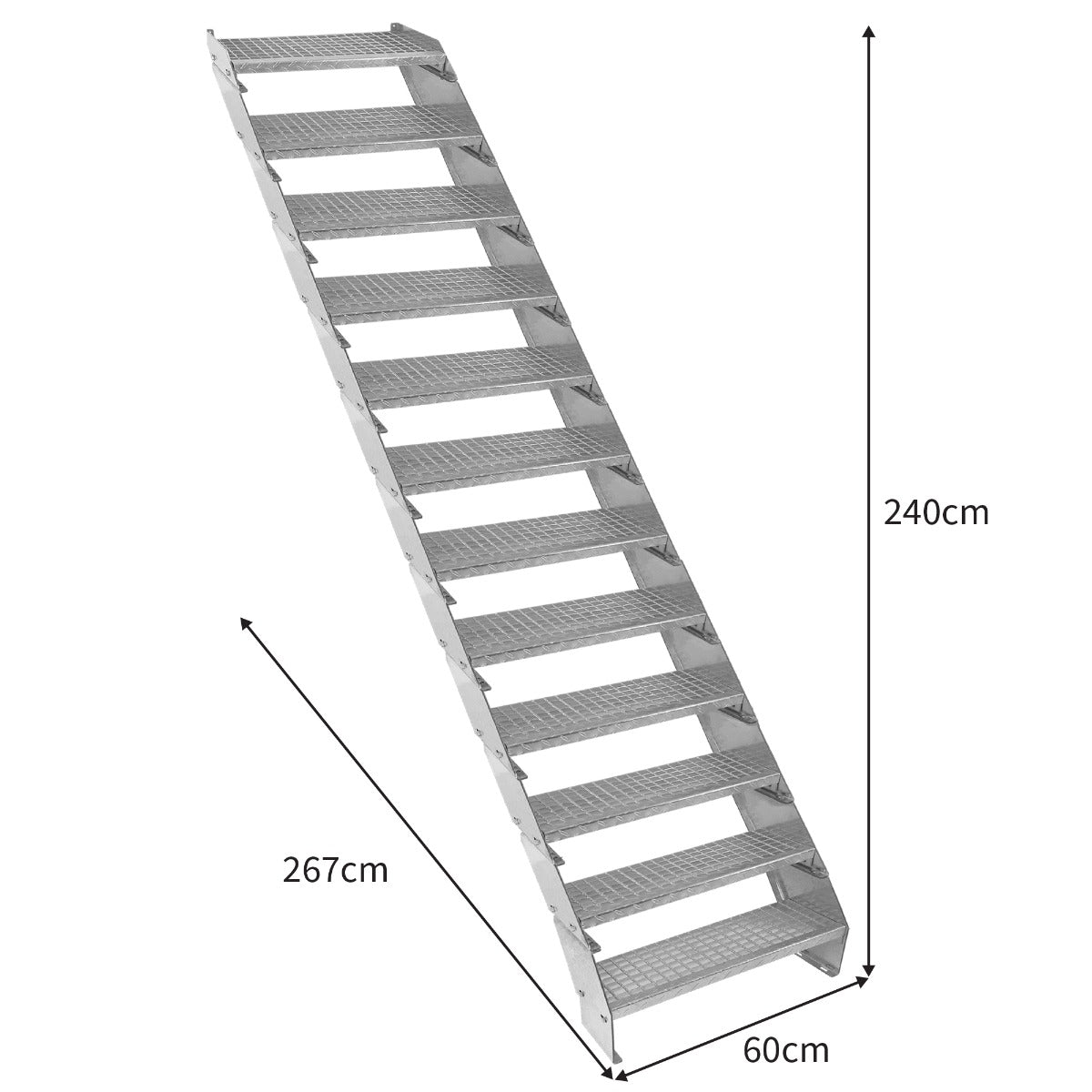 Scala metallica a 12 sezioni ad altezza regolabile in acciaio zincato 60 cm / 600 mm