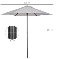 Ombrellone da Giardino Ø196 cm in Alluminio e Poliestere Grigio Chiaro