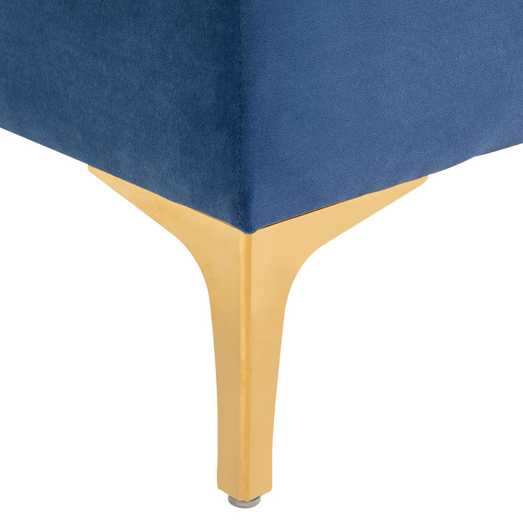 Panca Imbottita Fondoletto 118x45x42 cm in Tessuto Vellutato Blu