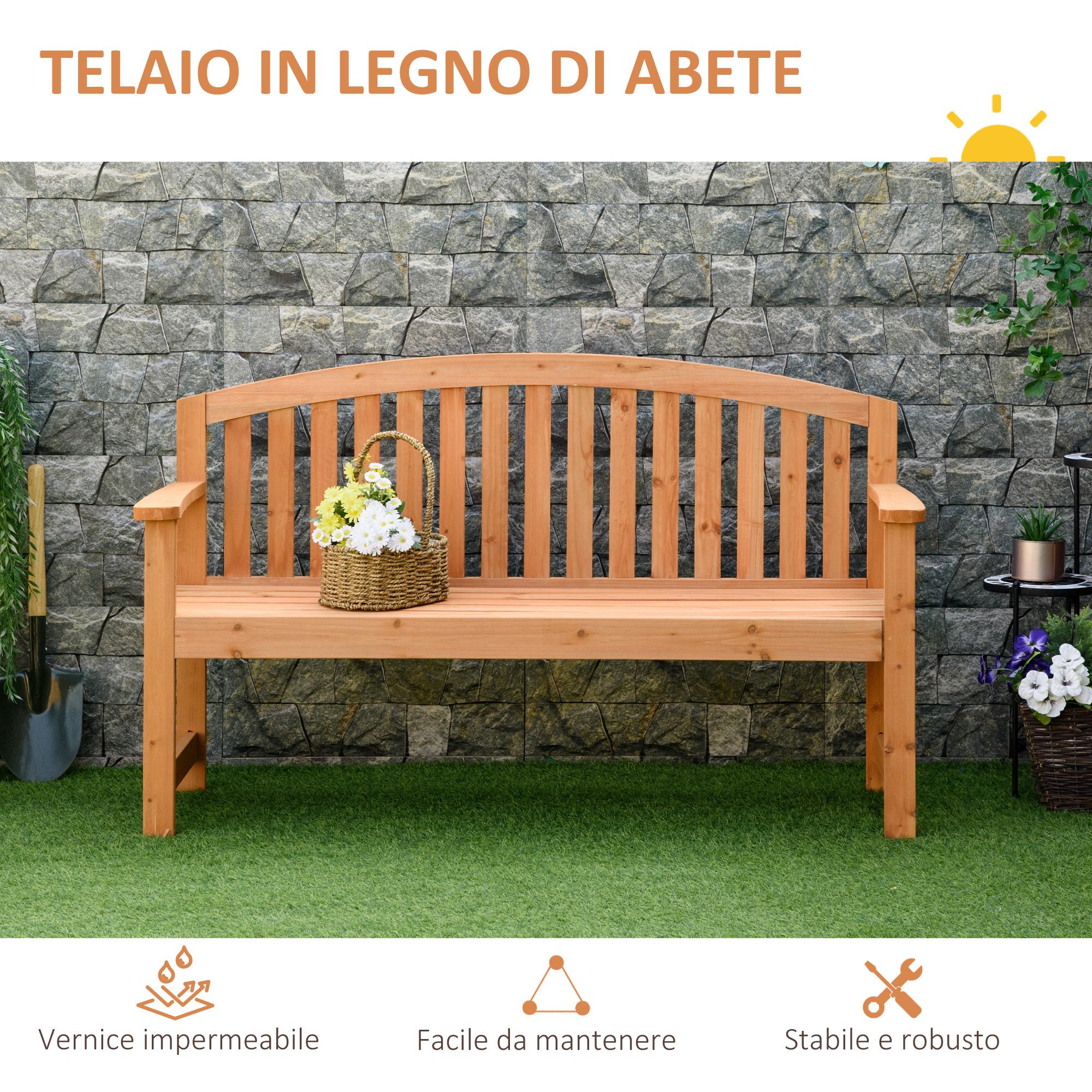 Panchina da Giardino 3 Posti 140x50x85 cm in Legno di Abete Naturale