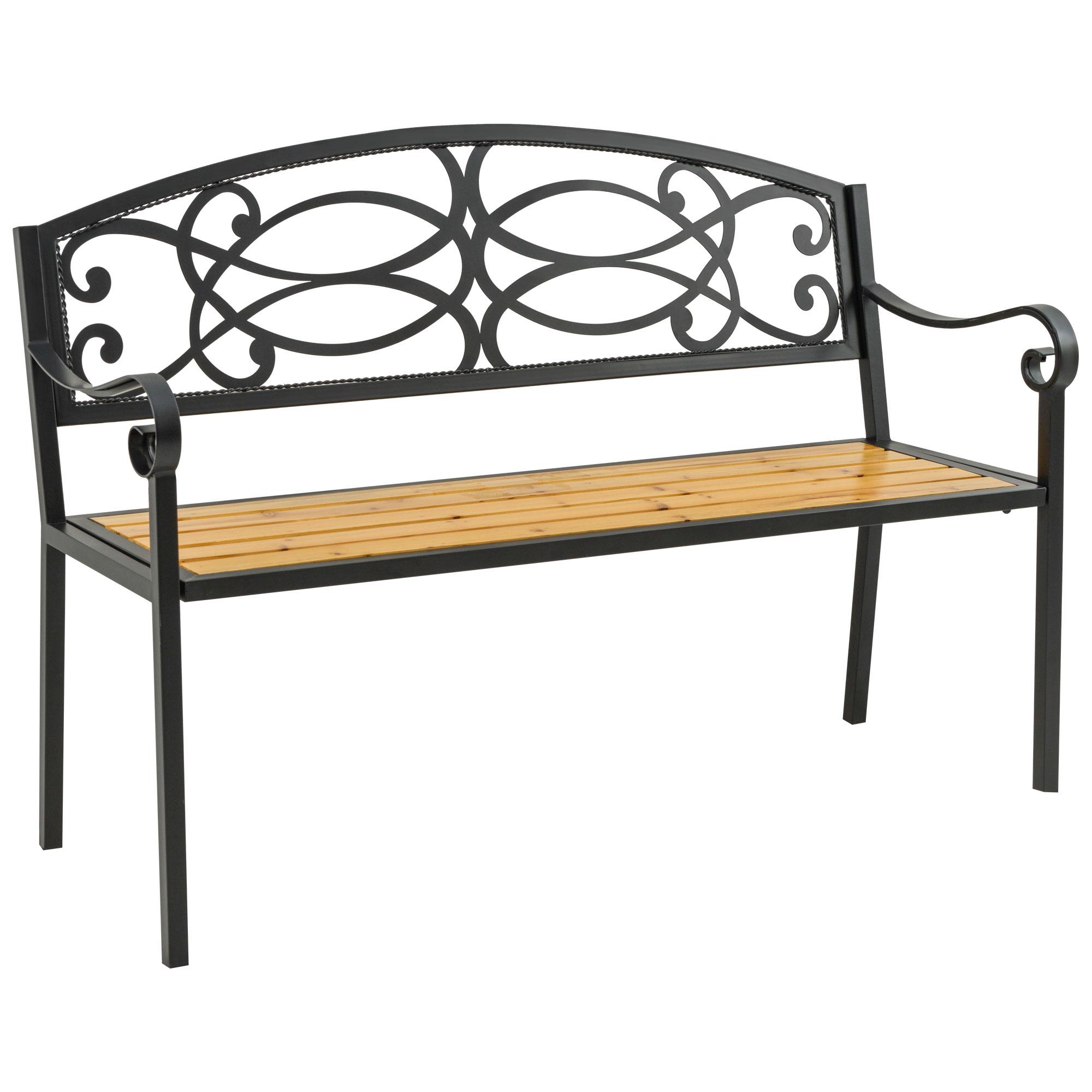 Panchina da Giardino 2 Posti 127x52x88 cm in Metallo e Legno Nero