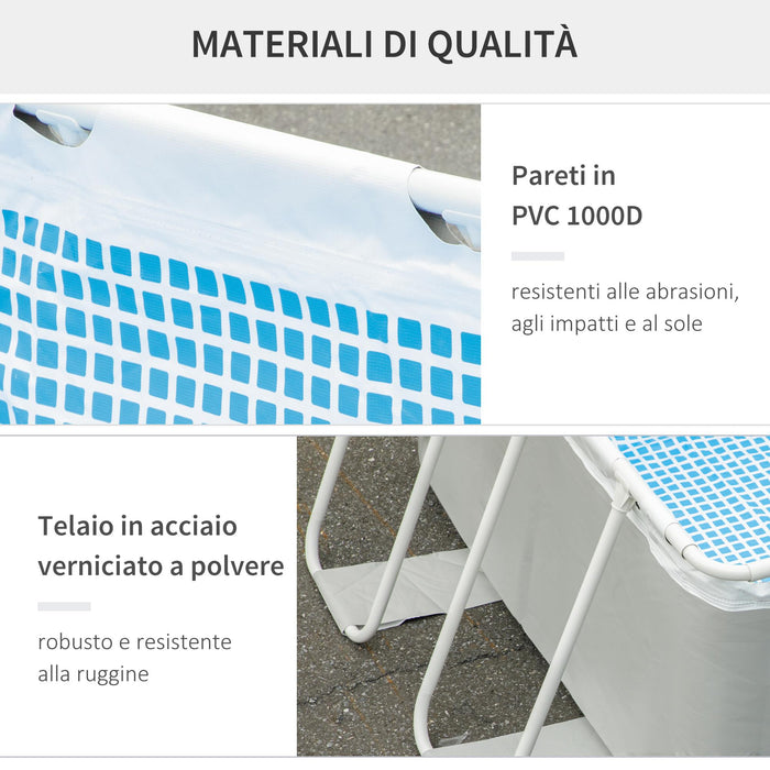 Piscina Fuori Terra Rettangolare 340x215x80 cm Telaio in Acciaio Grigia