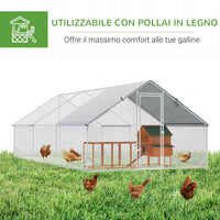 Pollaio Gabbia per Galline da Esterno 3x6x2m Telaio Zincato Argento