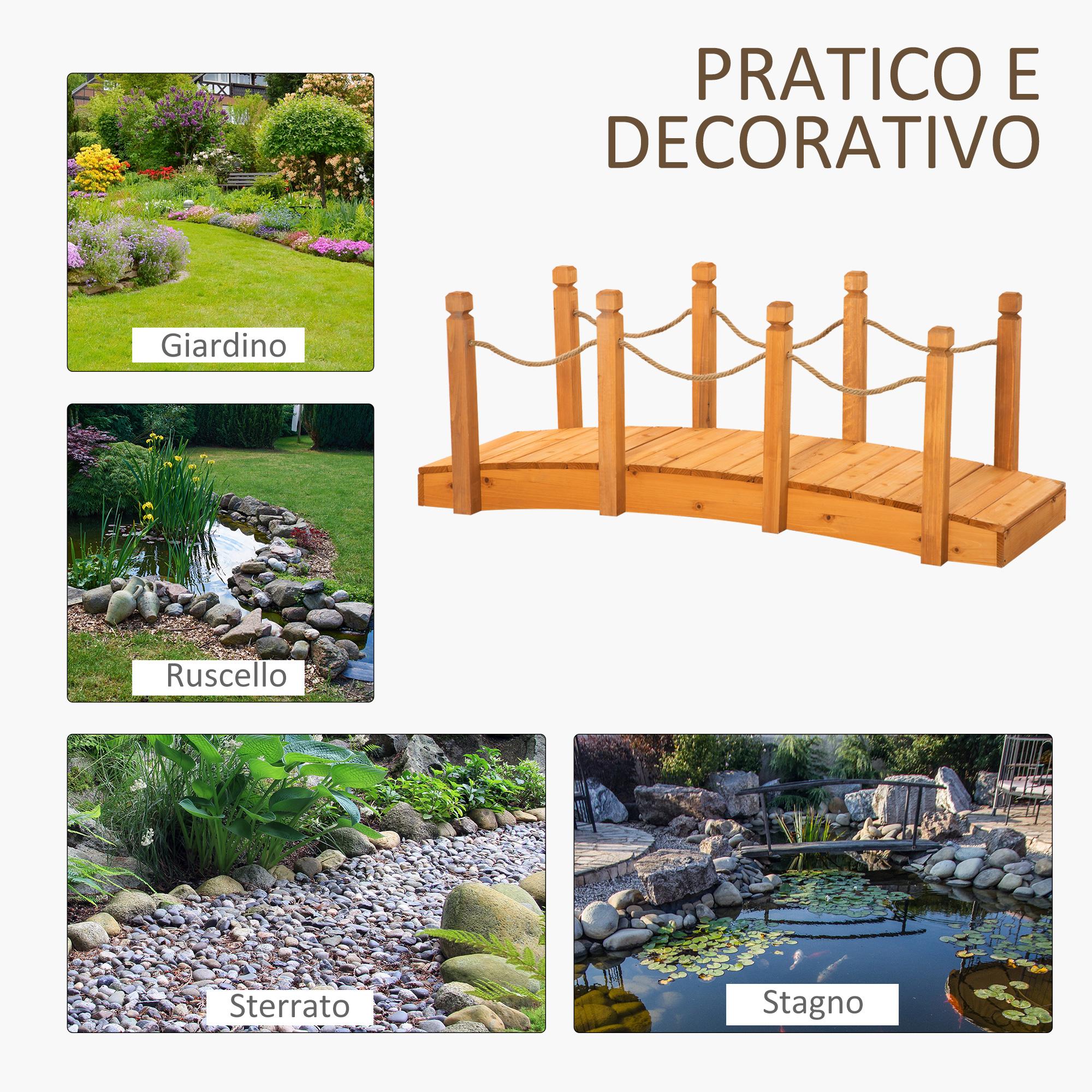 Ponticello da Giardino 150x58x58,5 cm in Legno Arancione