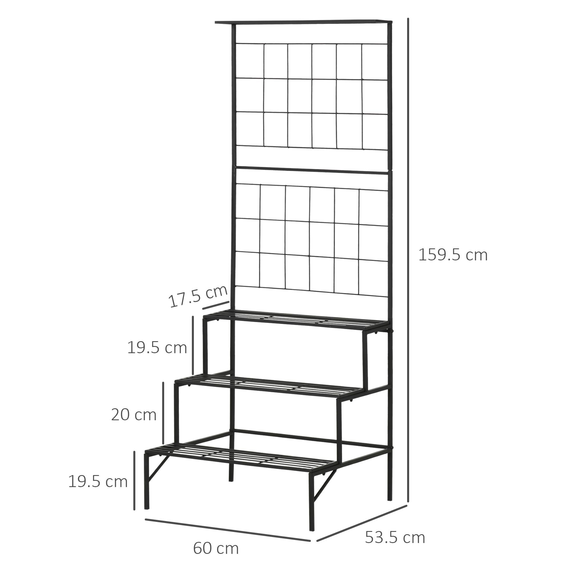 Portapiante 3 Ripiani 60x53,5x159,5 cm in Metallo Nero